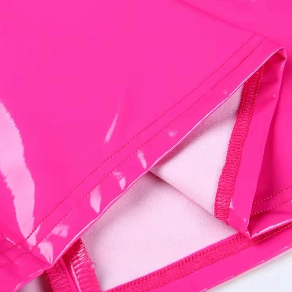 Sissy Princess Pink Latex look Corset Overbust Bustiers Top Sexy Shiny PVC S-2XL - Picture 8 of 9